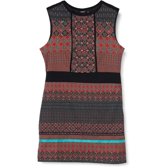 [SOLD] Desigual Birmania Woven Sleeveless Geometric Design Shift Dress - Picture 14 of 16